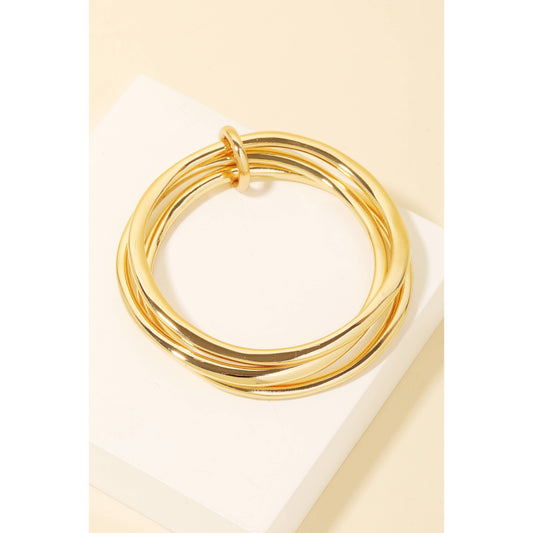Layered Metallic Tube Bangle Bracelet Set